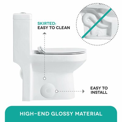 Fine Fixtures Dual-Flush Round One-Piece Toilet (Seat Included ...