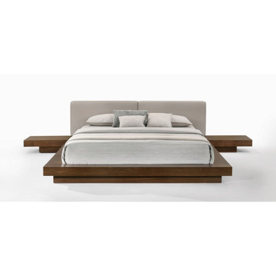 Nia Queen Size Bed, Faux Leather, Low Profile Platform