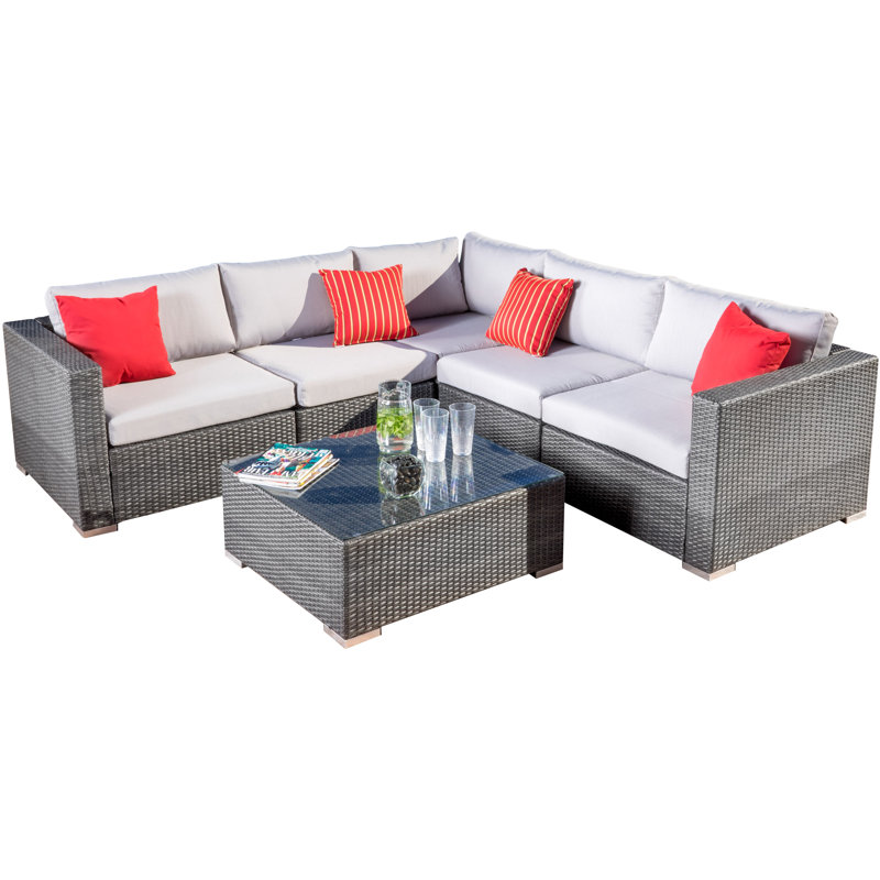Josselyn 4 - Person Modular Patio Conversation Set with Cushions, Silver Gray
