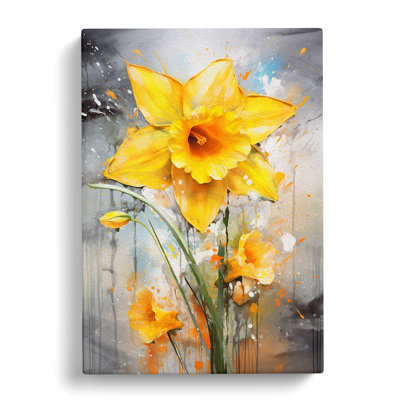 Daffodil Flower Action Painting - Print