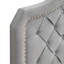 Grand lit tapissier avec velours gris, décoration à boutons, lattes en bois robustes, lit en velours facile à assembler, système de support à lattes, processus