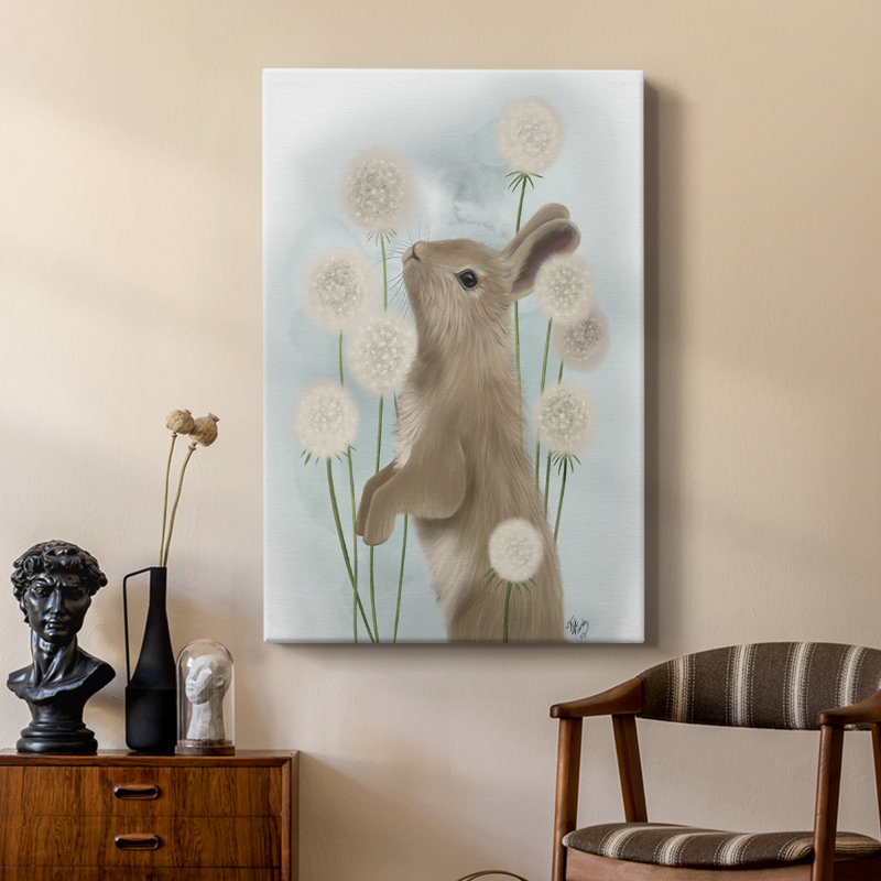 Rabbit In Dandylions - Gallery Cavas, H 60 po x l 40 po