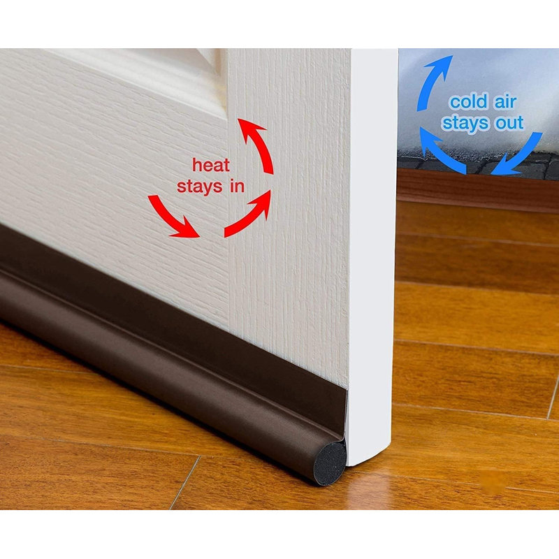 One Sided Door Draft Excluder | Self-Adhesive Tape Draught Insulator Strip Foam Seal | Under Door Draft Stopper 90Cm Long | Fits Door Bottom Up To 36”, Closes Gaps To 1.3” | Noise Reduction