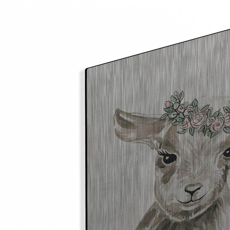 Art mural en bois August Grove® «Baby Lamb With Crown» par Yvette St. Amant, H 12 po x l 12 po