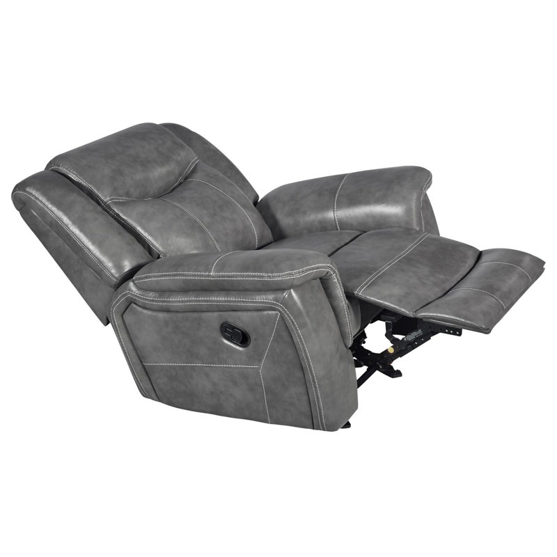 Artrice Upholstered Padded Arm Glider Recliner Grey, Manual
