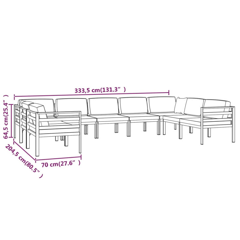 27.6" Wide Square Patio Sectional Set with Cushions