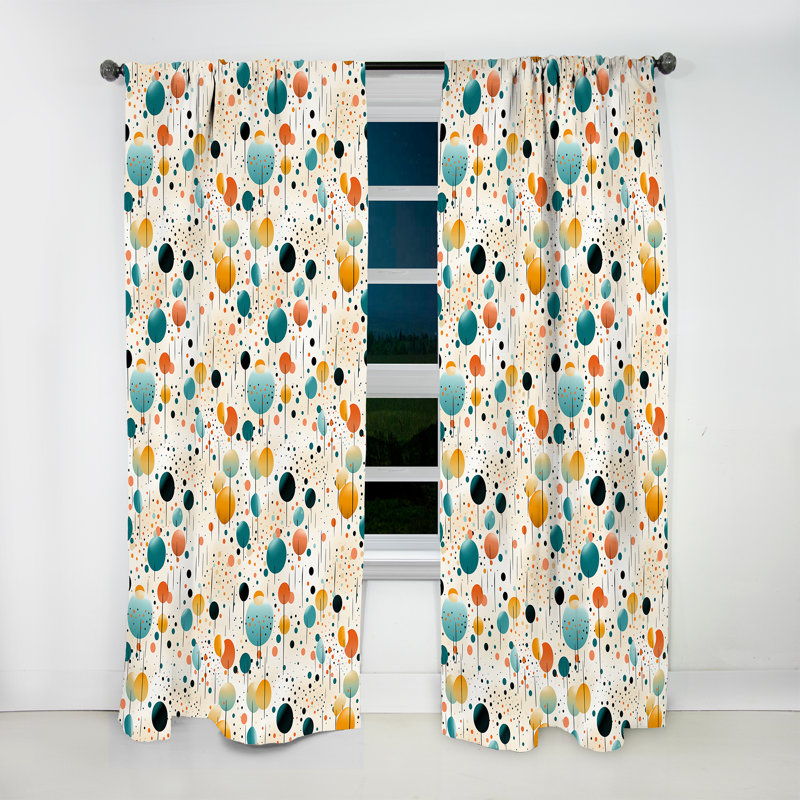 Motif à pois Bohème Vibes I - Rideau abstrait - Rideau obscurcissant en velours - 1 panneau, L 52 po x L 108 po