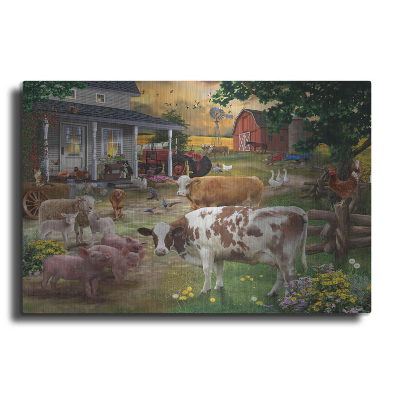«Farm Friends» par Bigelow, art mural en métal, H 12 po x l 16 po x P 0,13 po