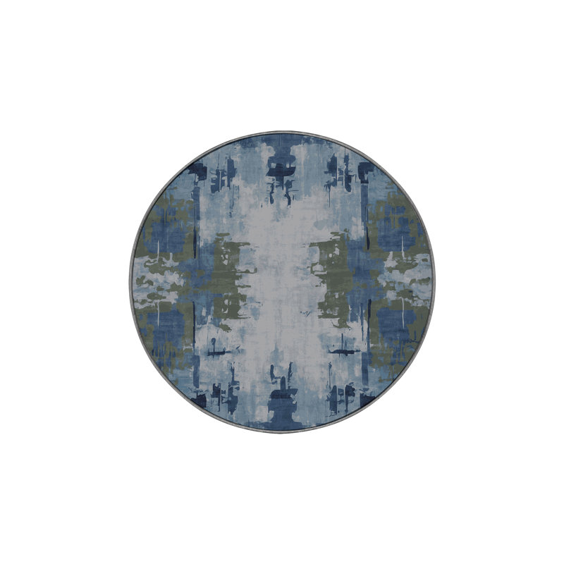 Tapis gris lavable à la machine, Rond 6 pi
