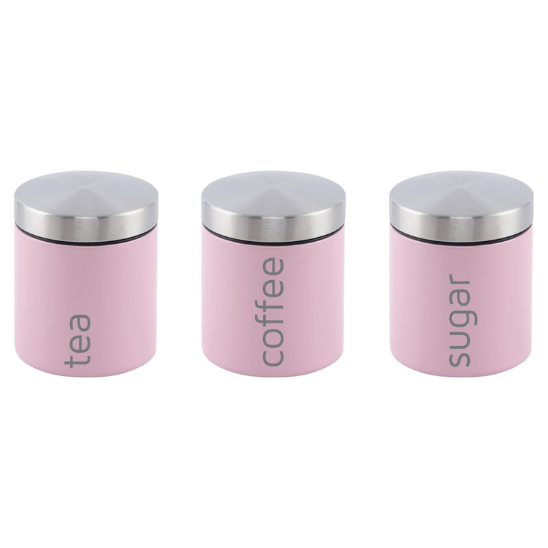 Dainty Metal Jar - Set of 3, Pink