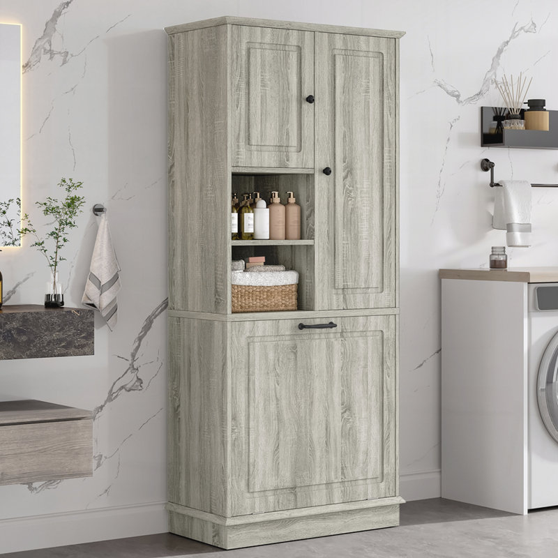 Grande armoire de rangement avec tablettes réglables, Chêne