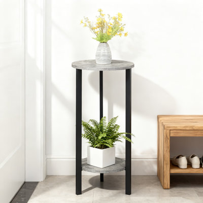 Support pour plante industrielle à 2 niveaux, tablette moderne de 31,5 pouces de hauteur pour le salon, le vestibule ou le couloir
