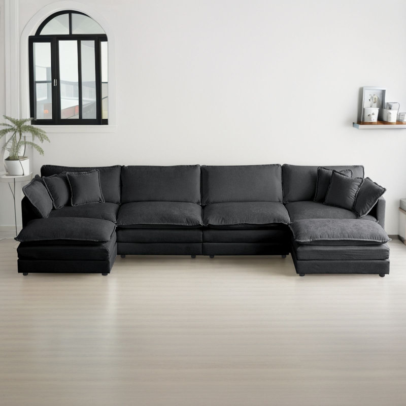 Canapé modulaire en U en chenille avec repose-pieds mobile à 2 compartiments Latitude Run, H 33 po x l 140 po x P 58 po