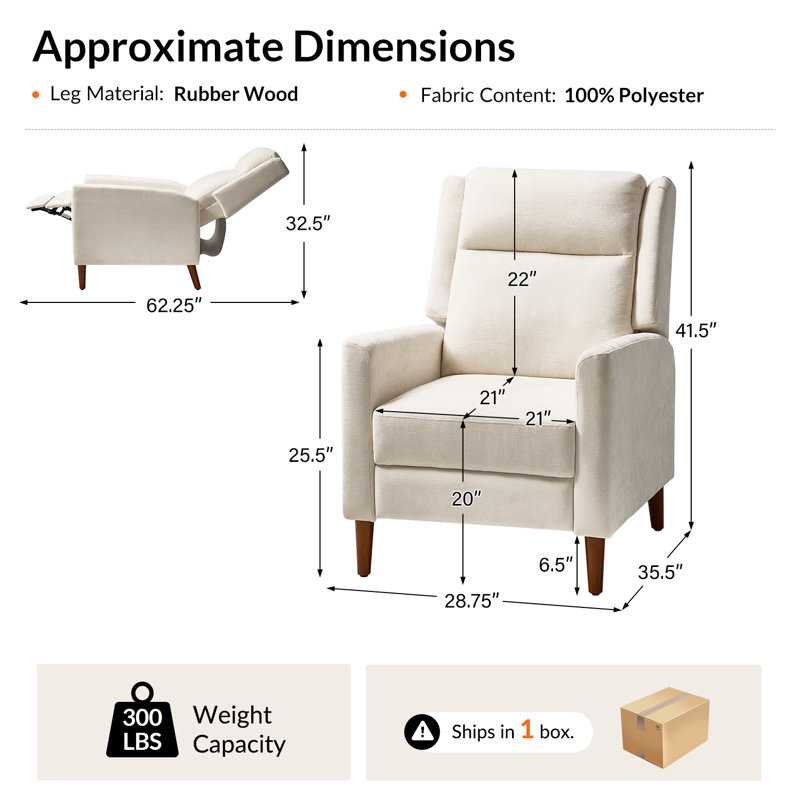 Fauteuil inclinable de 27 po Adana, Beige