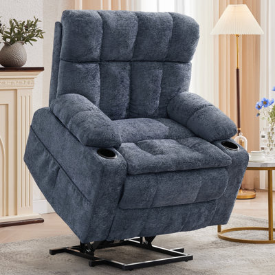 Power Lift Recliner For Elderly With Adjustable Headrest, Oversized Recliner Chairs With Massage And Heat, Electric Lift Chair With Store Boxes , Cuph by Inbox Zero