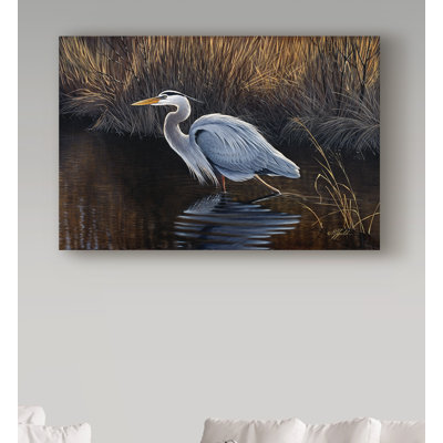 Impression sur toile tendue, "Grand héron bleu" par Berrien