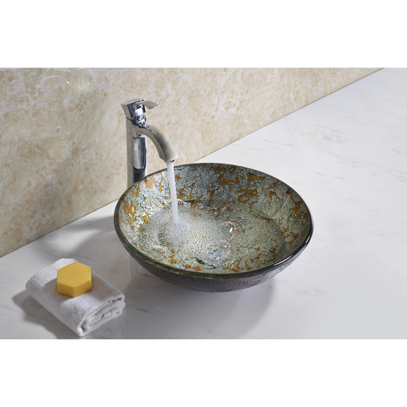 Arctic Blaze Tempered Glass Circular Vessel Sink