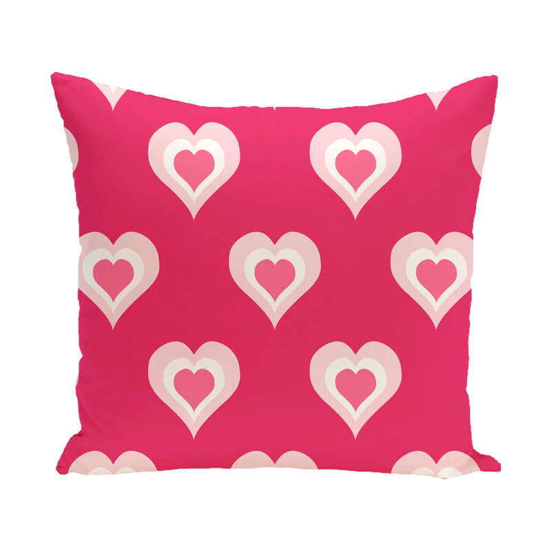 Valentine's Day Geometric Reversible Throw Pillow, Fuchsia, 18" H x 18" W