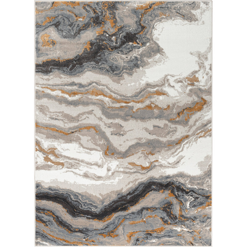 Well Woven Verity Yara Abstract Modern Grey Rust Area Rug, Rectangle 120 x 160 cm