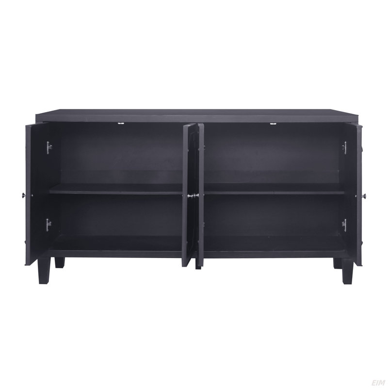 Armoire de rangement en bois à 4 portes Accent, Noir mat