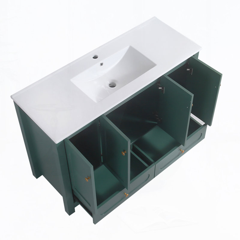 Meuble-lavabo 48 po avec lavabo en céramique, Vert