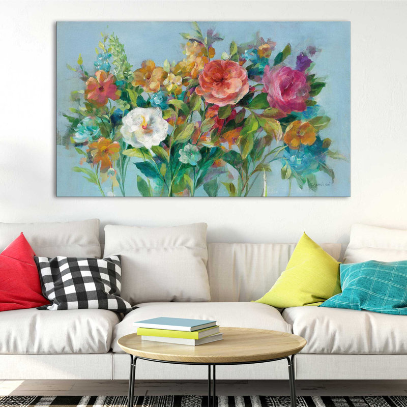 Country Florals - Peinture, Toile tendue, H 36 po x l 60 po x P 1,5 po