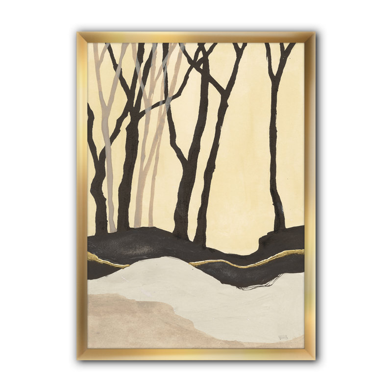 « forest silhouette iv »-cadre photo sur toile, H 46 po x l 36 po x P 1,5 po, Cadre doré