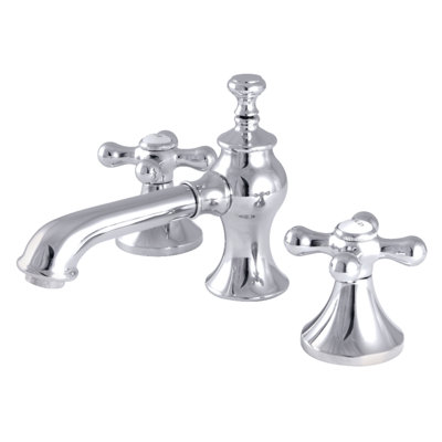 Kingston Brass Vintage Two-Handle 3-Hole Deck Mount Widespread Bathroom Faucet with Brass Pop-Up Drain