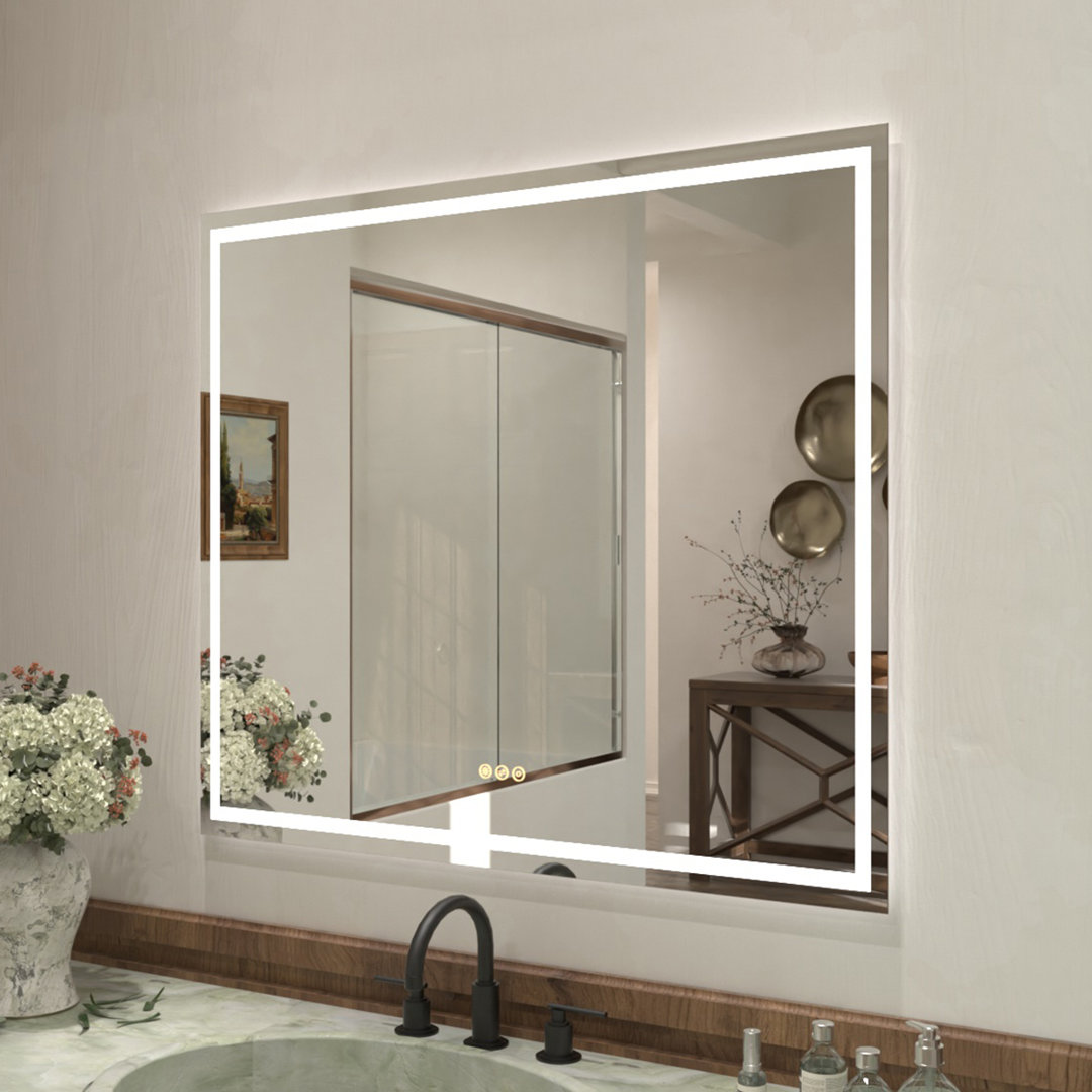 TMMV Frameless LED Light Anti-Fog Wall Bathroom Vanity Mirror In Polished Crystal Wrought Studio™ 