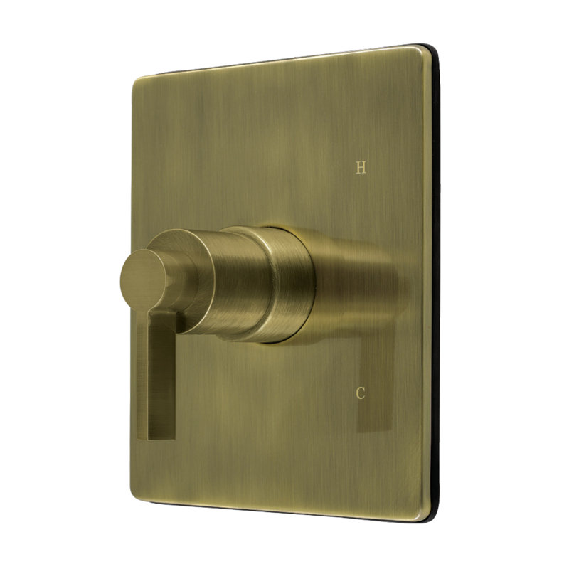 Kingston Brass NuvoFusion Single-Handle Pressure Balanced Tub and Shower Faucet Valve and Trim Kit, Antique Brass