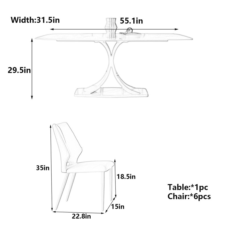 Table de roche moderne blanc crème lustré, H 29,5 po x L 55,1 po x l 31,5 po