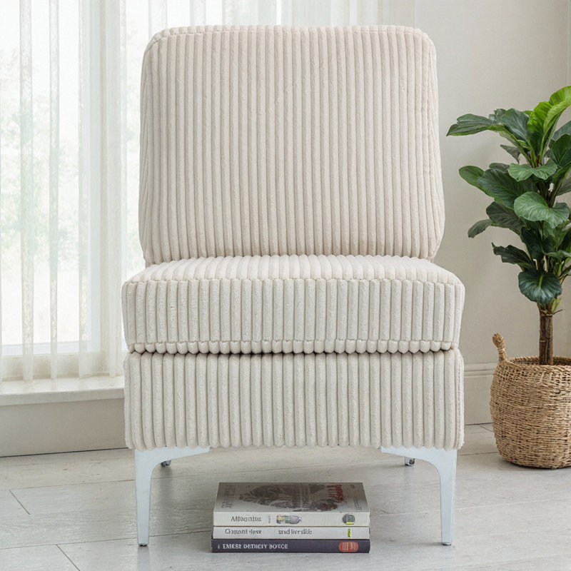 Siège modulaire en velours côtelé - Coussin de dossier amovible et assemblage facile, Beige