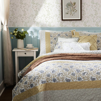 Courtepointe jaune très grand / très grand, 6 pièces en microfibre, avec couvre-lit moderne, jaune, mélange de coton, tendance