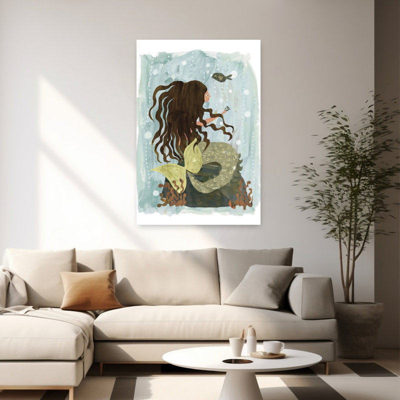 Contemporary Art Playful Whimsical Contemporary Fish Coastal Ocean Wall Art by Claire Hanley - Wrapped Canvas Print