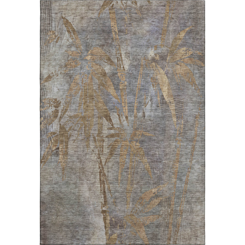 Premium Machine Washable Mayfield AMF2222 Botanical Rug, 9' x 12', Khaki
