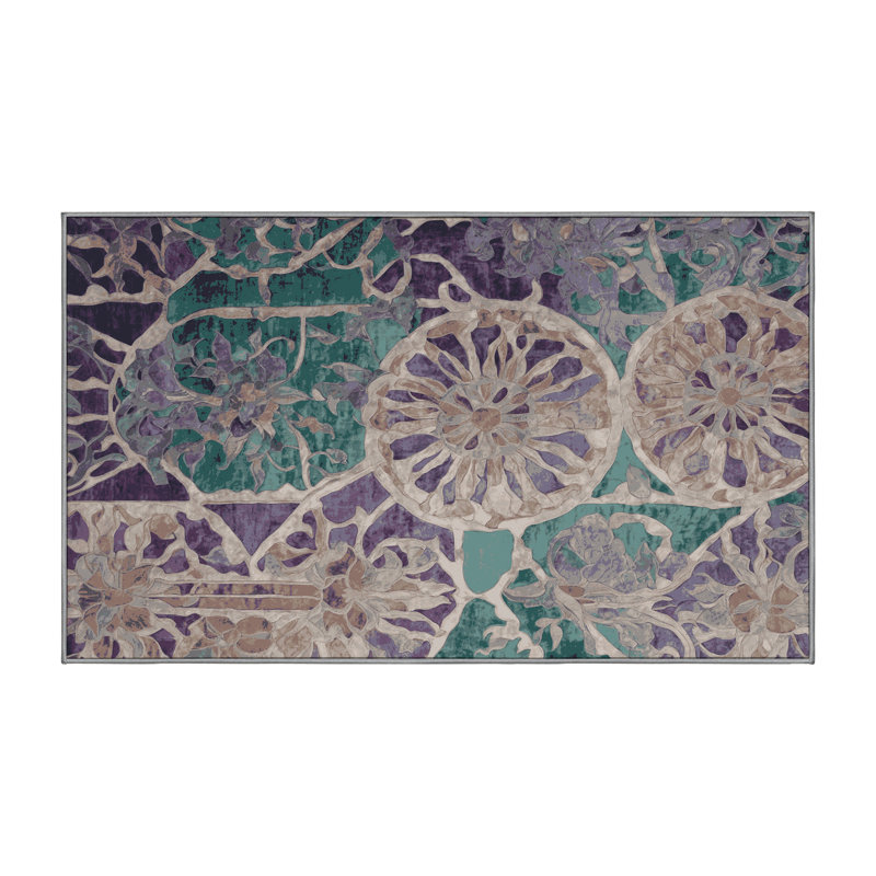 Machine Washable Gray Area Rug, Rectangle 3' x 5'