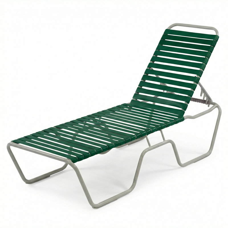 Samons Armless Chaise, Sherwood Green Strap/Matte Gray