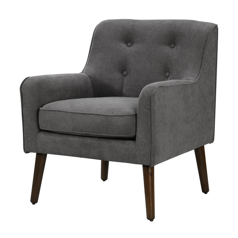 Fauteuil gris de 25 po - Design moderne Mid-Century, bouton, profondeur de produit de 27,24 po, tissu de poids de 36,63 lb, coussin de siège, profondeur de paquet de 32
