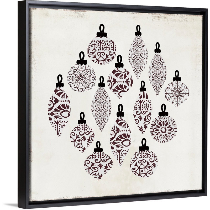 Motif d’ornement-reproduction d’art sur toile, 38" H x 38" W x 1.75" D, Cadre noir