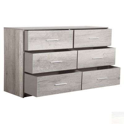 Commode 6 tiroirs avec grands tiroirs en tissu, gris, durable et spacieuse pour un rangement organisé