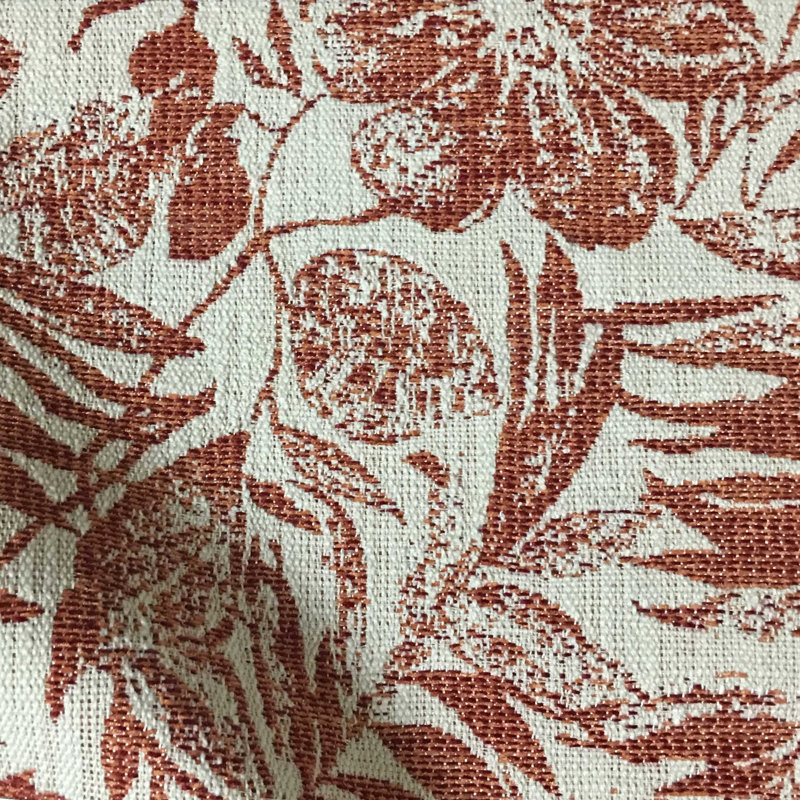 Caicos-Oaks Tropical Pattern Woven Upholstery Fabric, Sangria