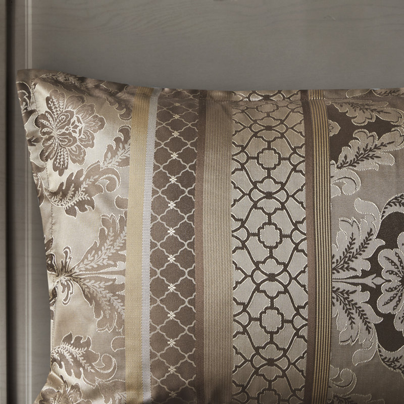 Ensemble d'édredon en jacquard de sept articles Bellagio, Brun/doré, Édredon de grande taille et 6 pièces supplément