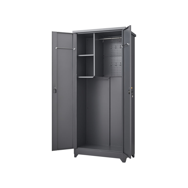 Armoire de rangement extérieure avec toit incliné et toit imperméable gris