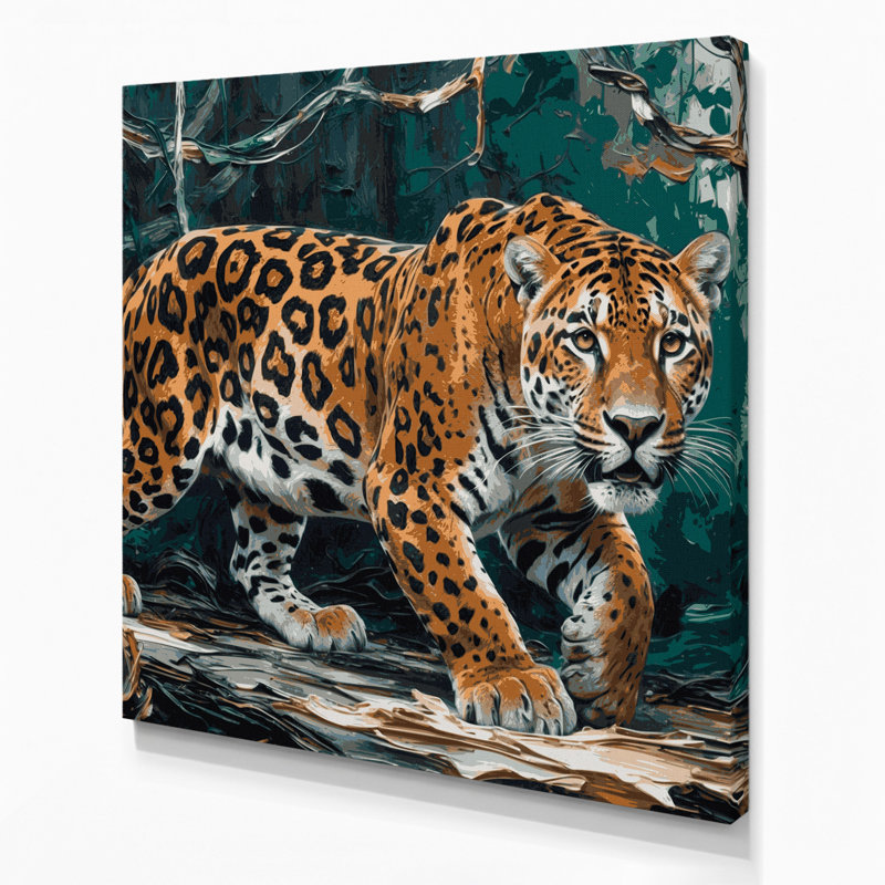 «Big Cats», art mural noir sur toile jaguar brésilien, H 12 po x l 12 po