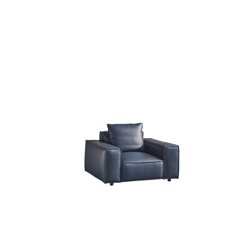 43 Upholstered Armchair, Navy Blue Genuine Leather