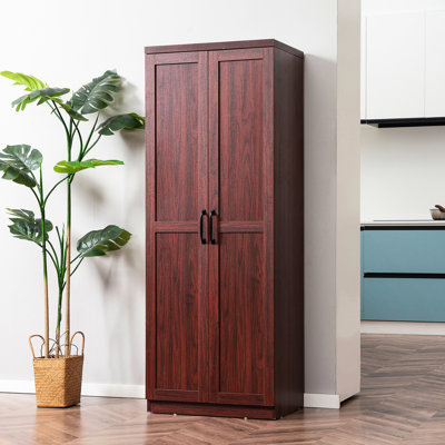 63" Basement Pantry, 2-door With 5 Shelving And 2 Adjustable Shelves For Storage Dining Room Kitchen