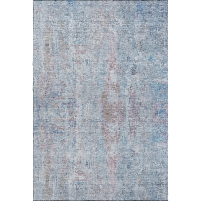 Premium Machine Washable Mayfield AMF2310 Abstract Rug, Blue, 3' x 5'