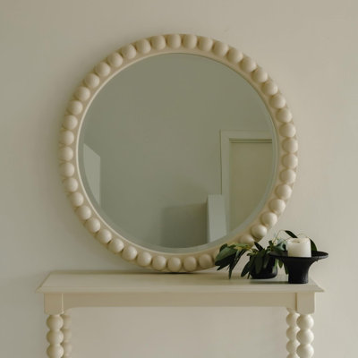 Solid Wood Round Wall Mirror