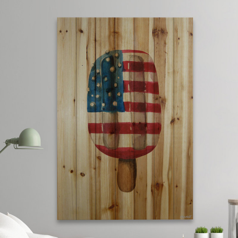 « American Flag Popsicle », impression sur bois de pin naturel, H 60 po x l 40po x P 1,5 po