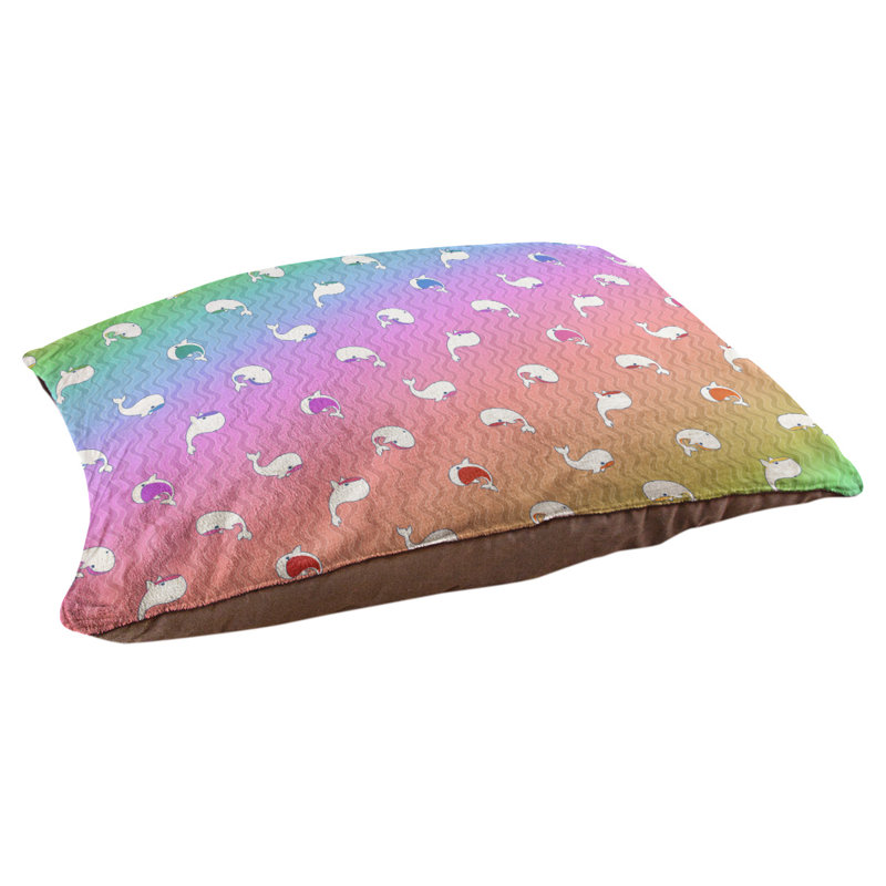 Coussin pour chien Campion Whales, Moyen (L 29,5 po x P19,5 po x H 9,5 po), Turquoise foncé / rose foncé / rouge